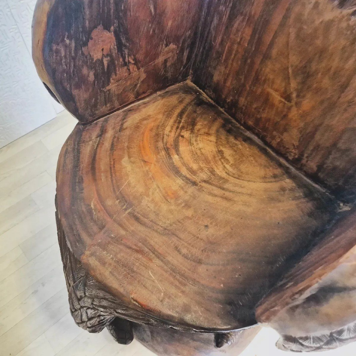 Paire De Fauteuils Aigle Américain En Bois Massif Sculpté -photo-2