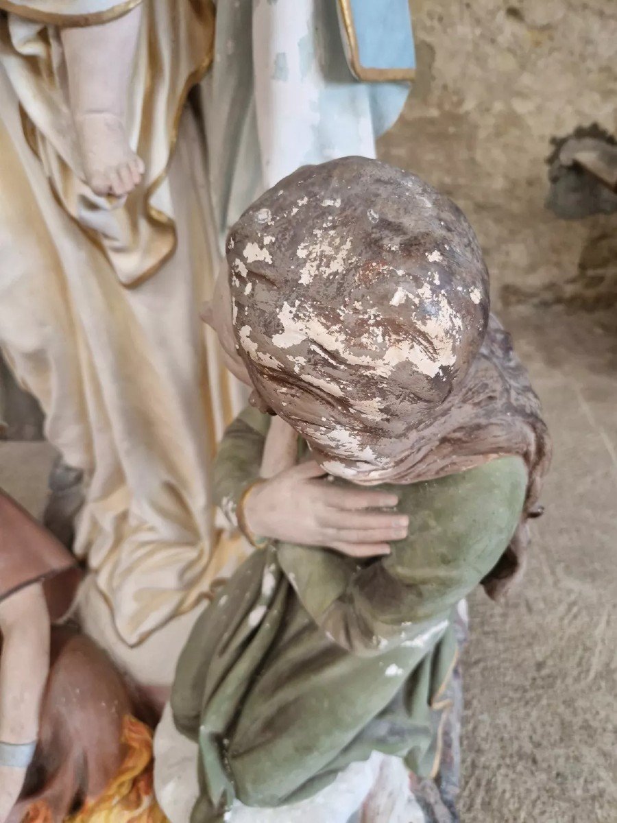 Statue Religieuse Antique Grandeur Nature Notre-dame Du Purgatoire Estampillée-photo-1