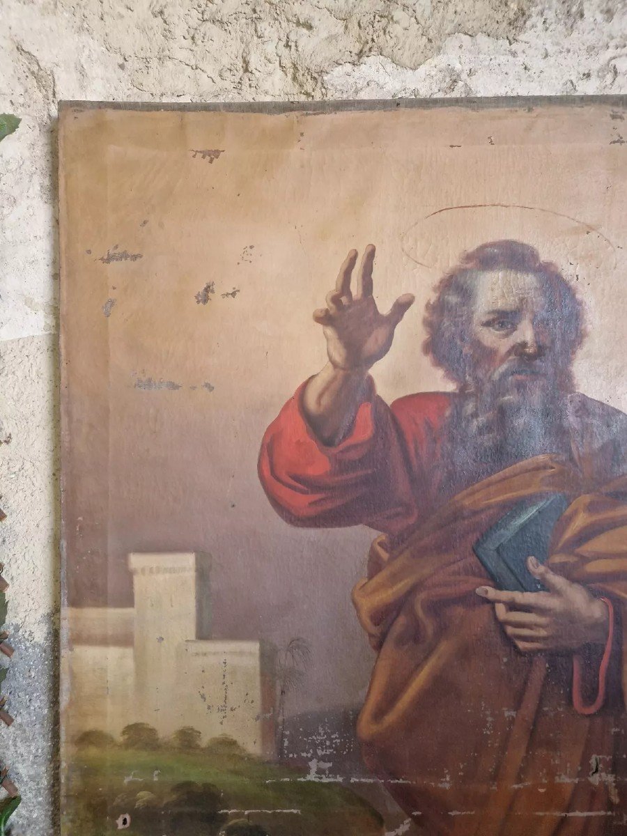 Immense Peinture à l'Huile Du 18ème Siècle Saint Matthias l'Apôtre-photo-2