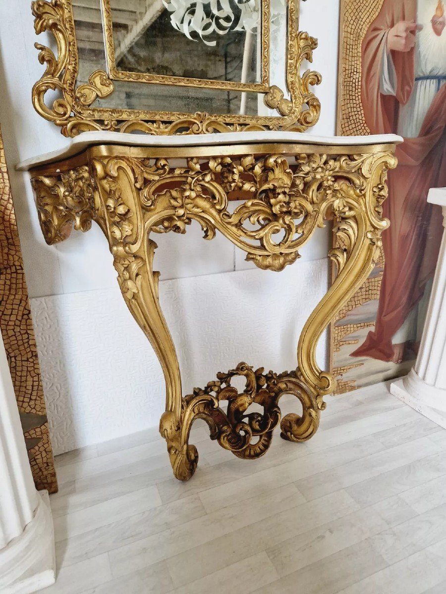 Antique French Rococo Console Table-photo-3