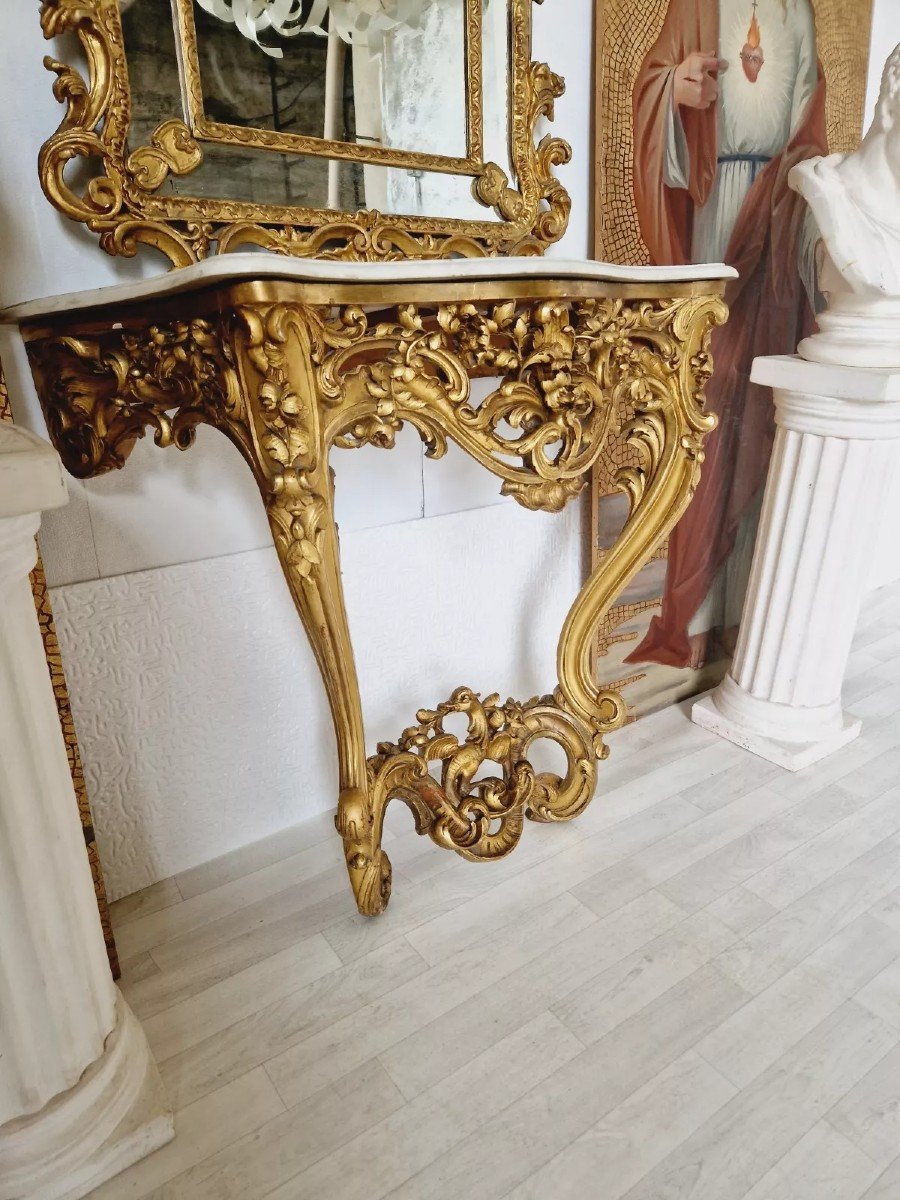 Antique French Rococo Console Table-photo-3