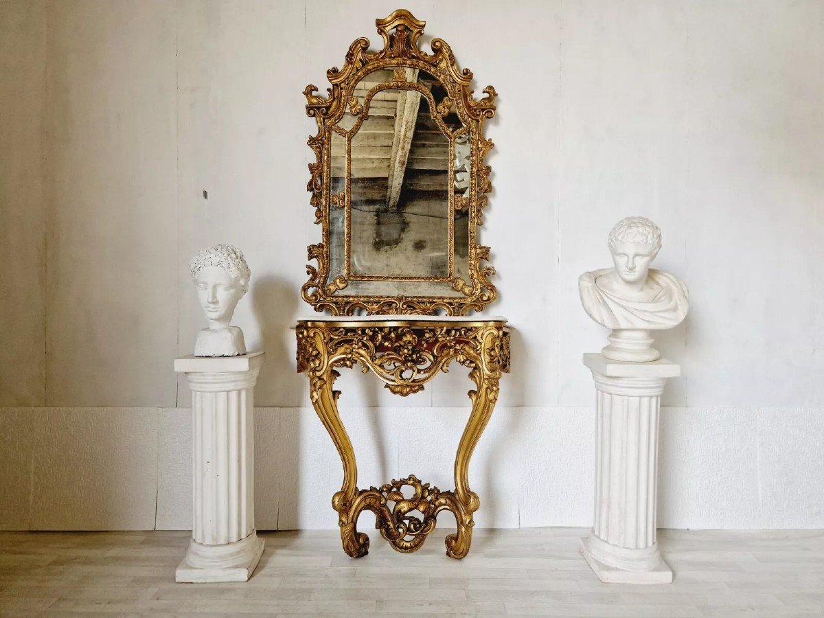 Antique French Rococo Console Table-photo-4