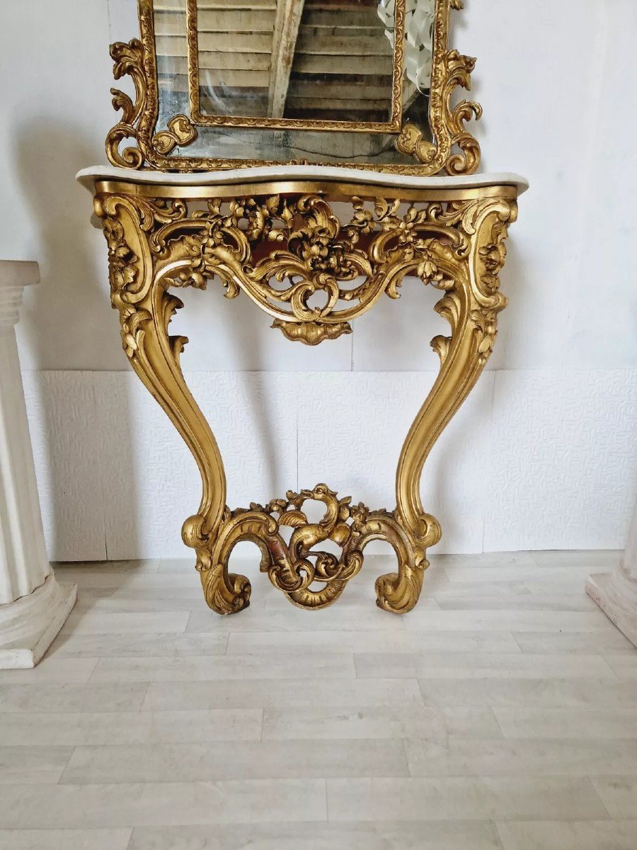 Antique French Rococo Console Table-photo-6