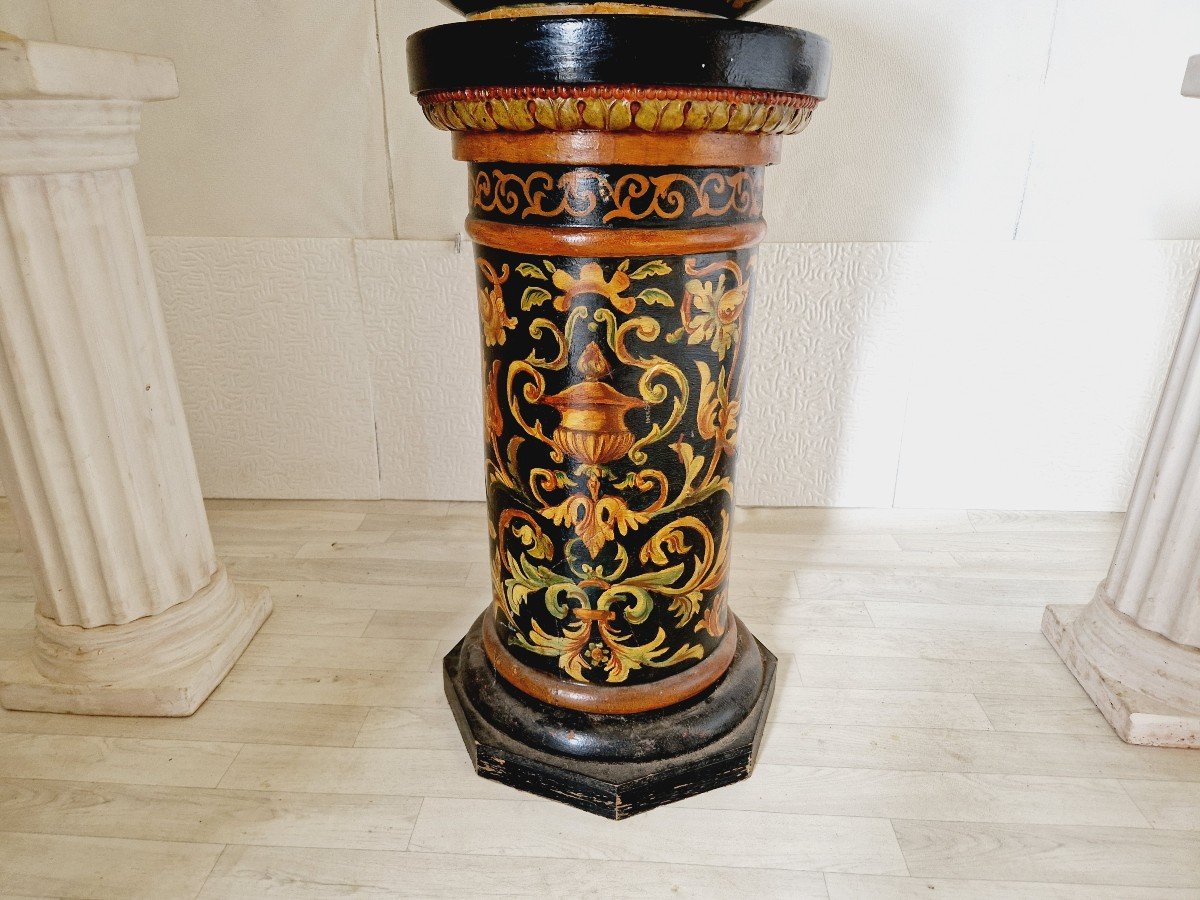  Antique 19th Century Majolica Planter Pot And Base-photo-6