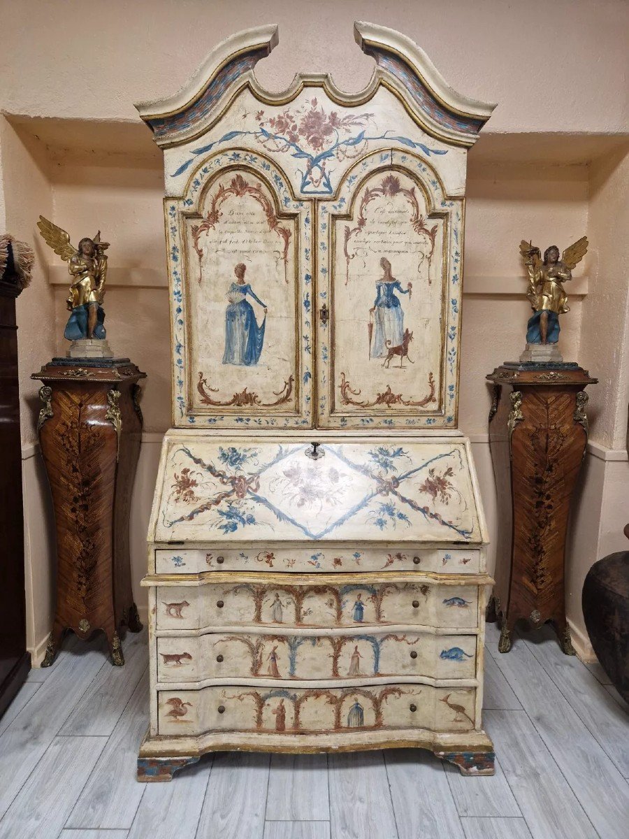 Antique Painted Cupboard Secretaire-photo-3