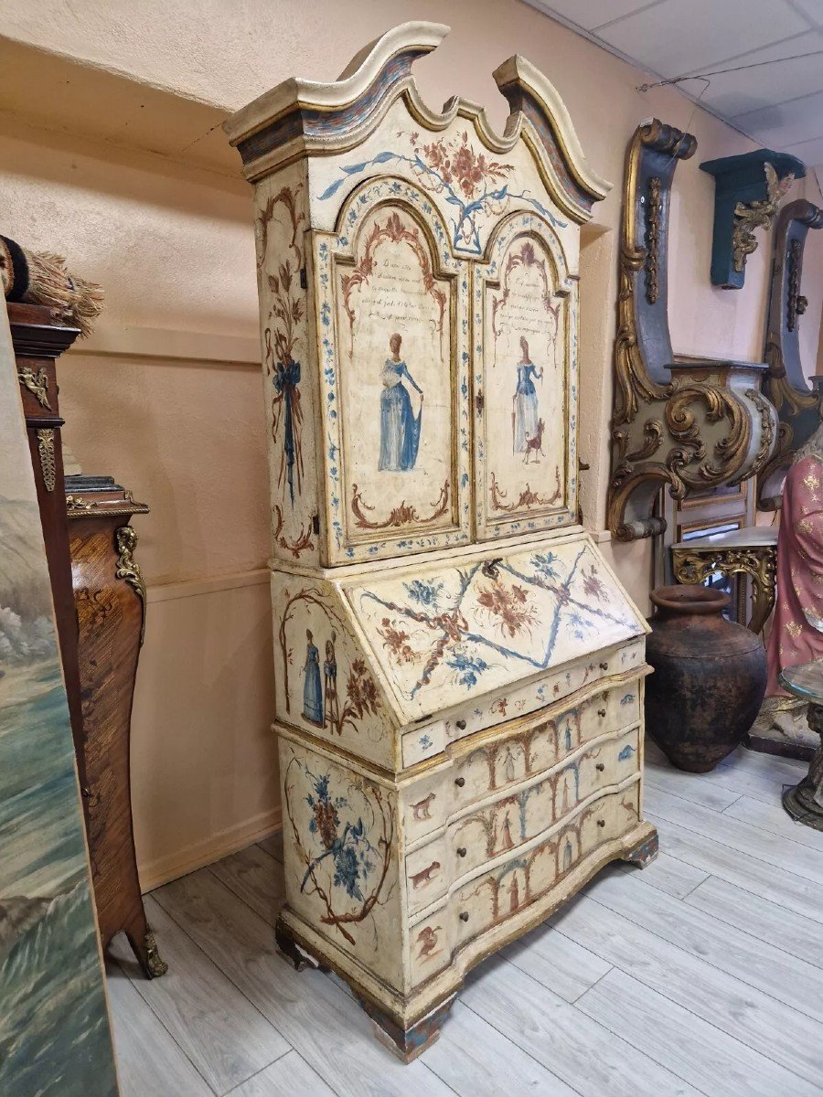 Antique Painted Cupboard Secretaire-photo-3