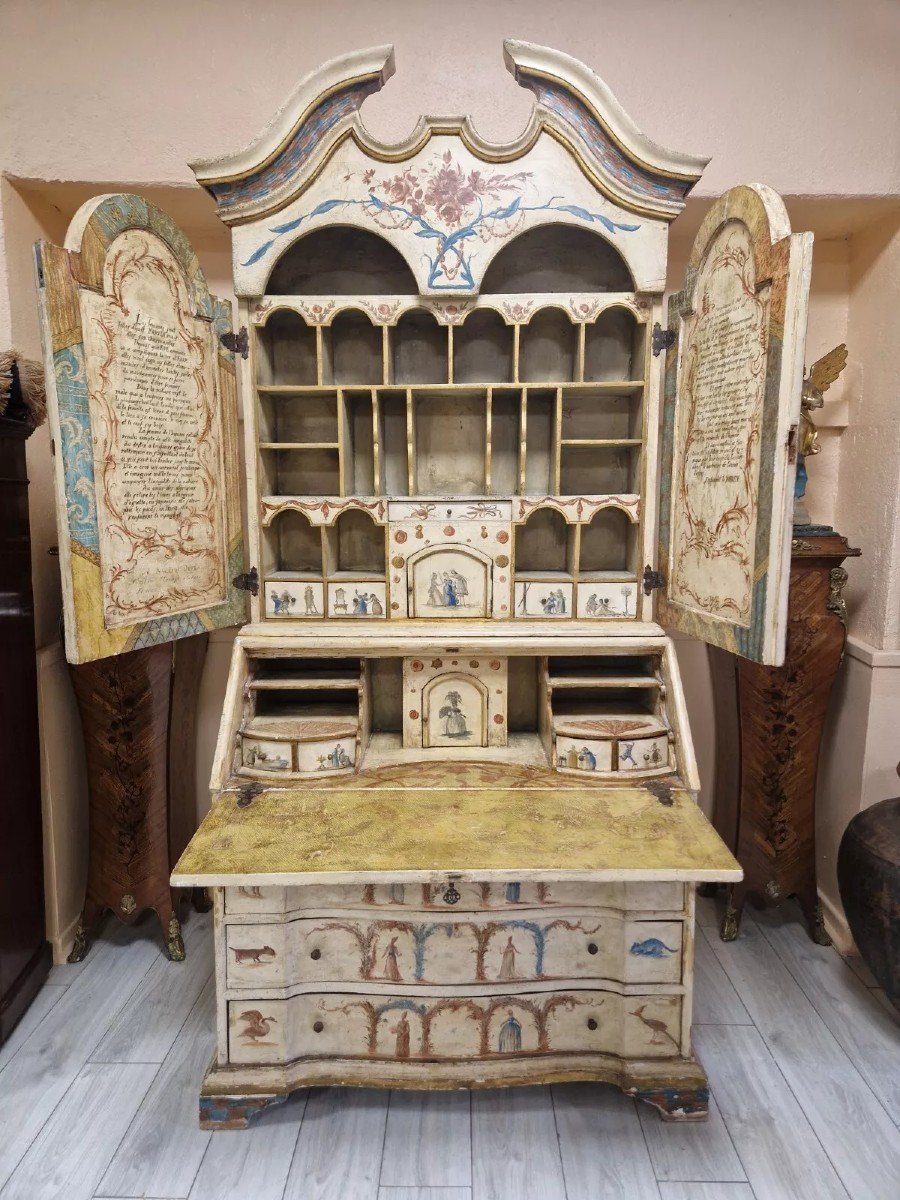 Antique Painted Cupboard Secretaire