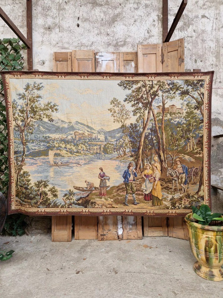 Tapisserie Ancienne D’aubusson Français Halliun Large 126 X 181 Cm-photo-3