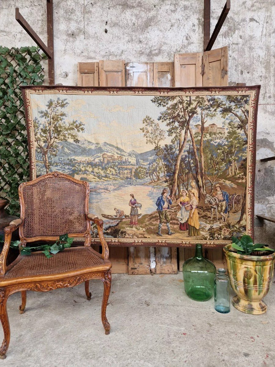 Tapisserie Ancienne D’aubusson Français Halliun Large 126 X 181 Cm-photo-4