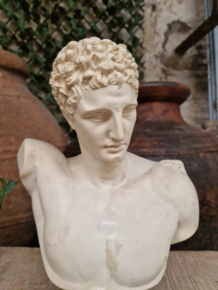 Antique Bust Of Hermes In Carved Alabaster Of French Origin