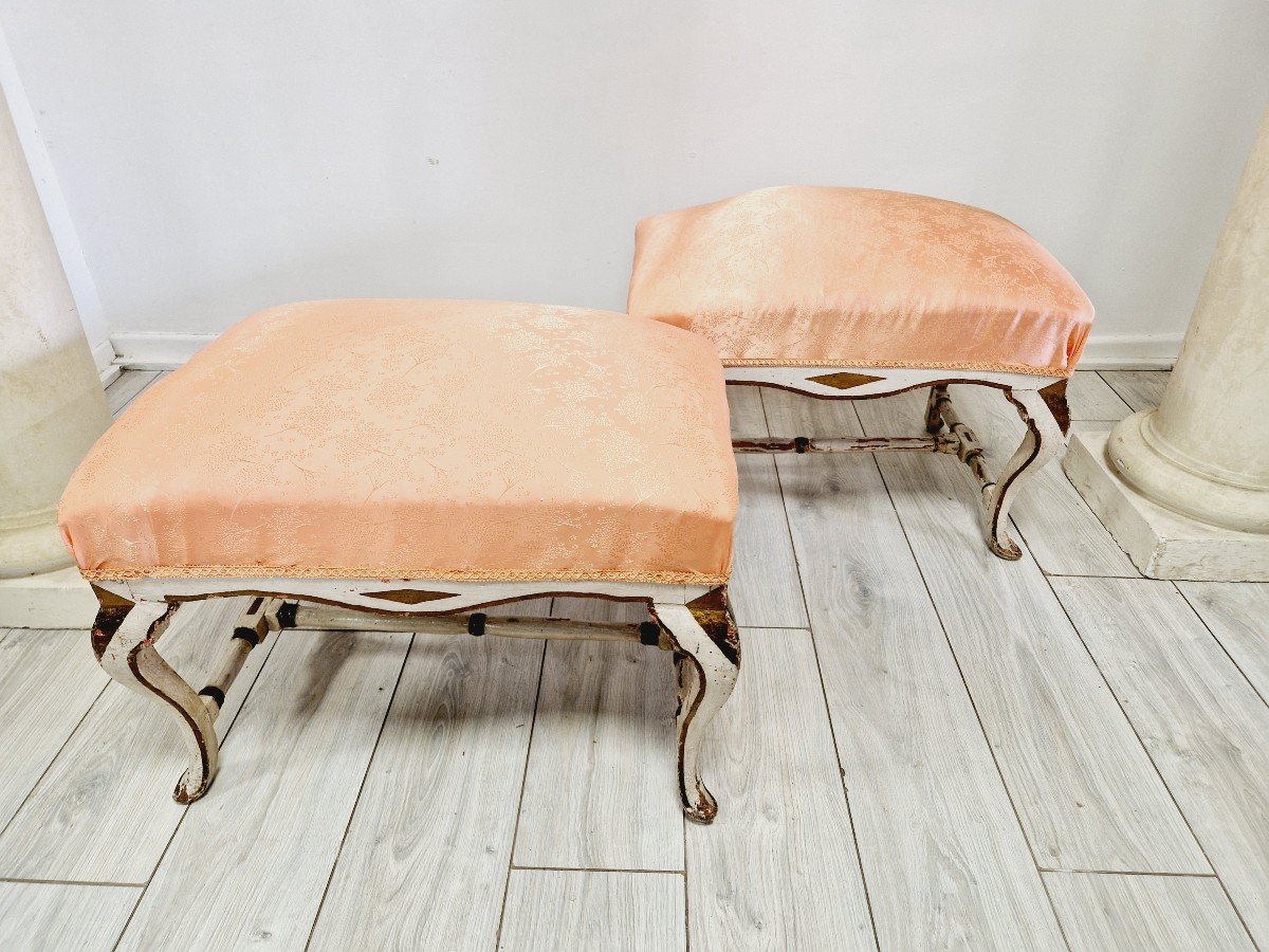 Pair Of Antique Louis XVI Period Stools Circa 1750-photo-1