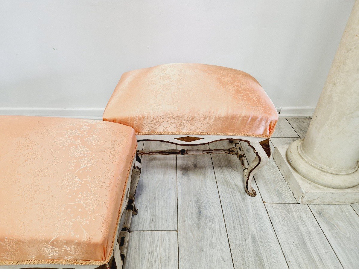 Pair Of Antique Louis XVI Period Stools Circa 1750-photo-2