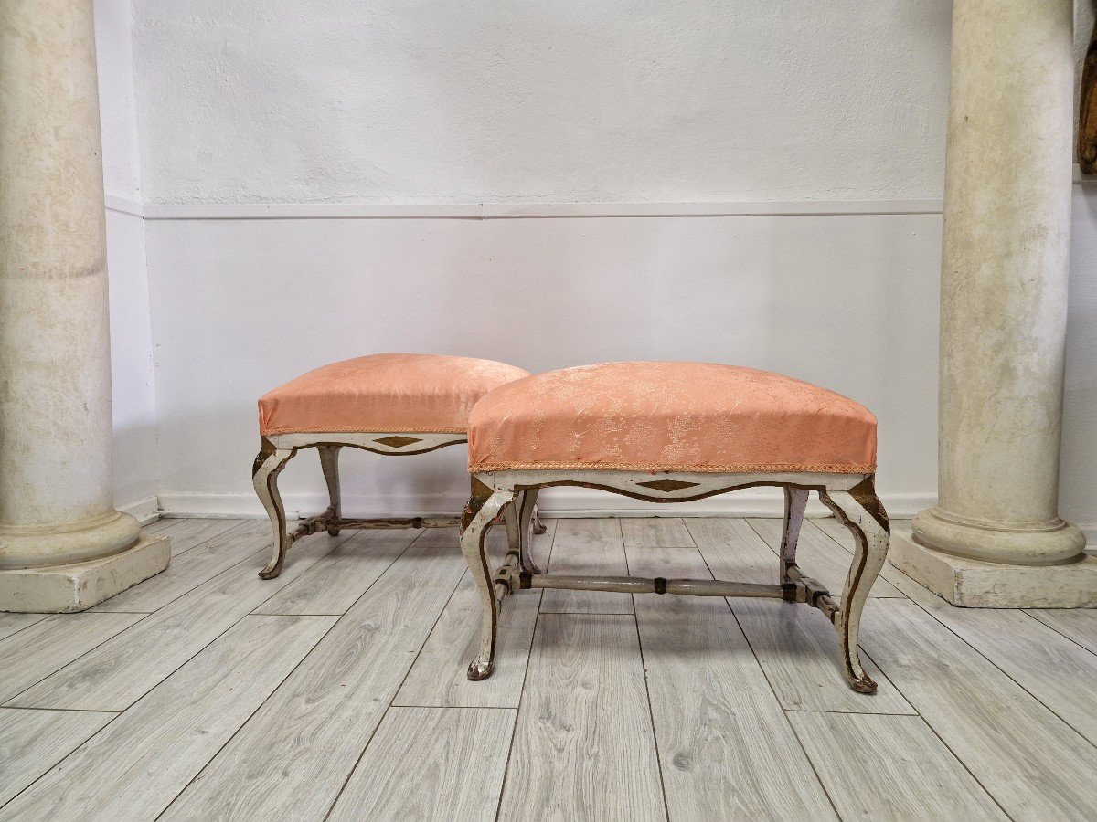 Pair Of Antique Louis XVI Period Stools Circa 1750