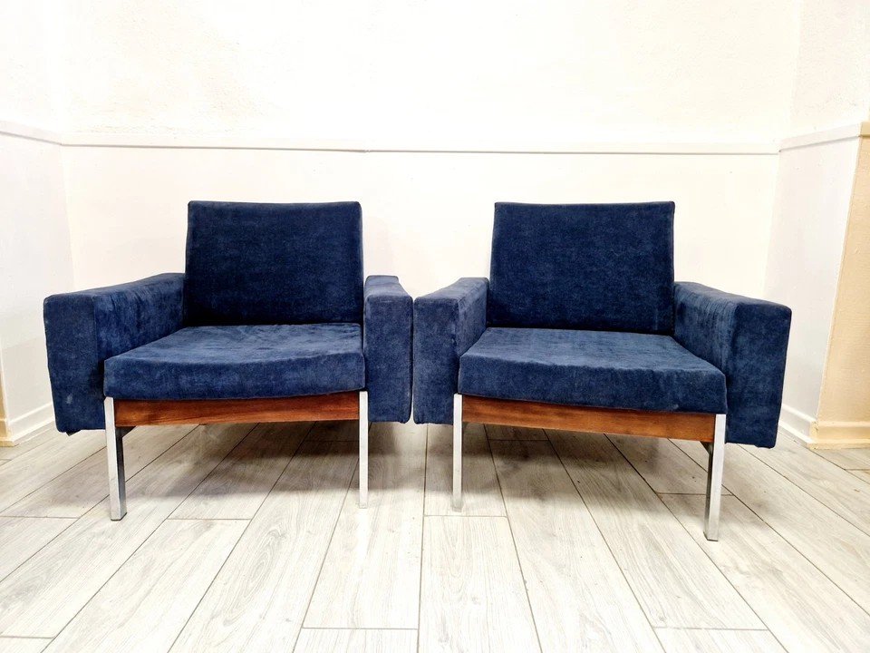 Pair Of Mid Century Danish Kiushu Saporiti Style Club Chairs-photo-4