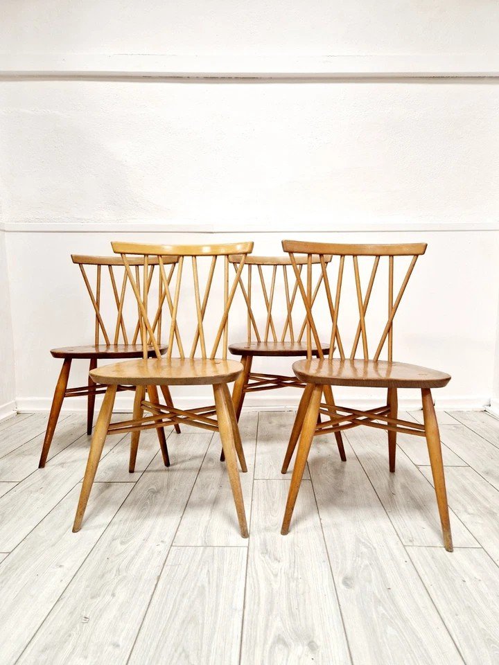 4 Ercol Chandelier Back Dining Chairs-photo-2