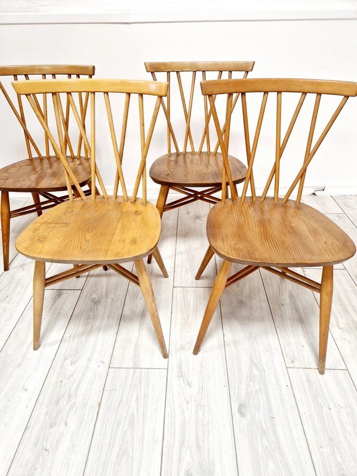 4 Ercol Chandelier Back Dining Chairs-photo-4