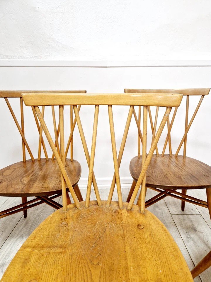 4 Ercol Chandelier Back Dining Chairs-photo-1