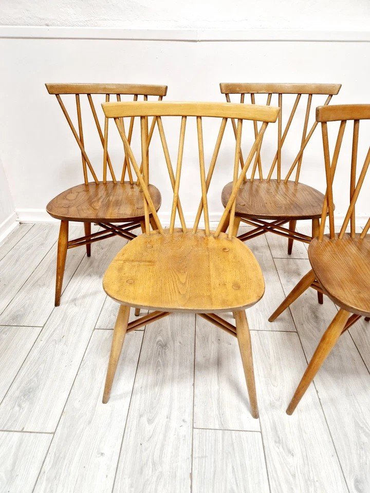 4 Ercol Chandelier Back Dining Chairs-photo-2