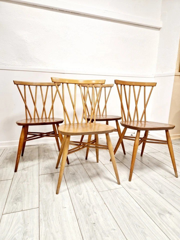 4 Ercol Chandelier Back Dining Chairs-photo-3