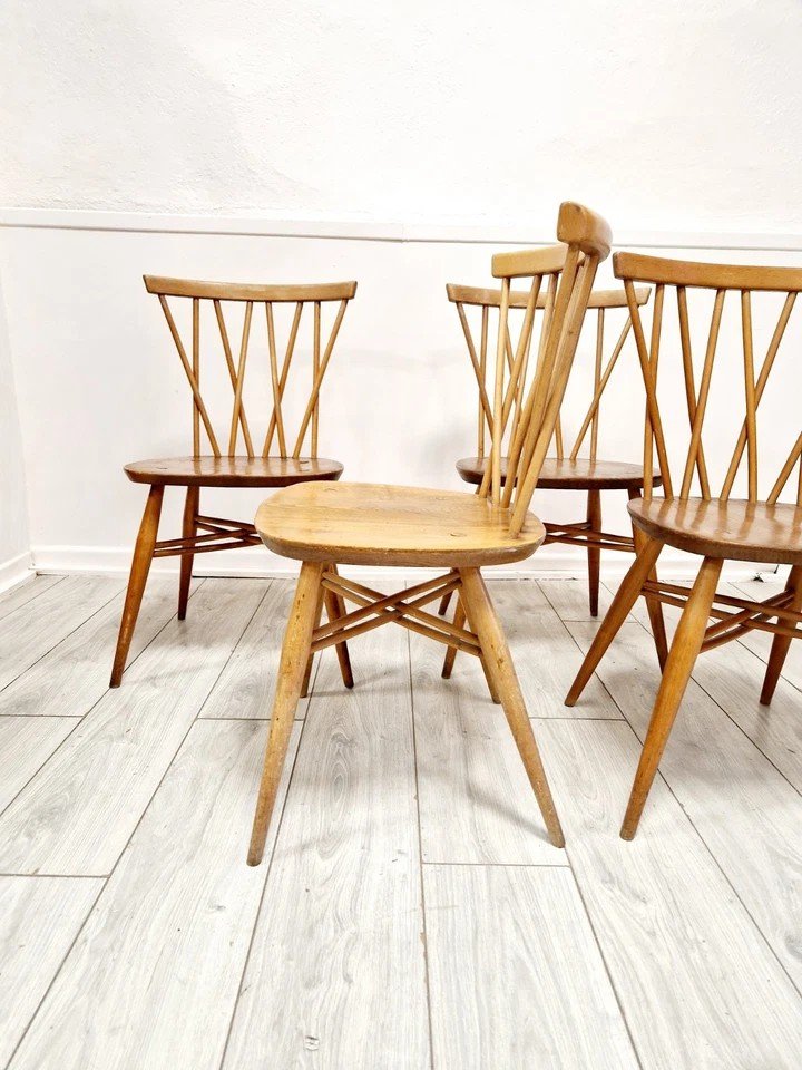 4 Ercol Chandelier Back Dining Chairs-photo-5