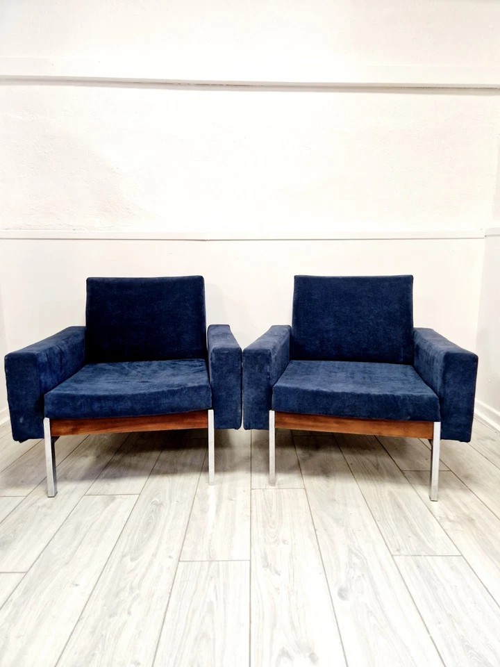 Pair Of Mid-century Danish Kiushu Saporiti Style Club Armchairs