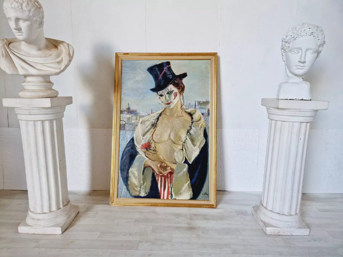 Mid-century French Nude Painting Madame Paris-photo-4