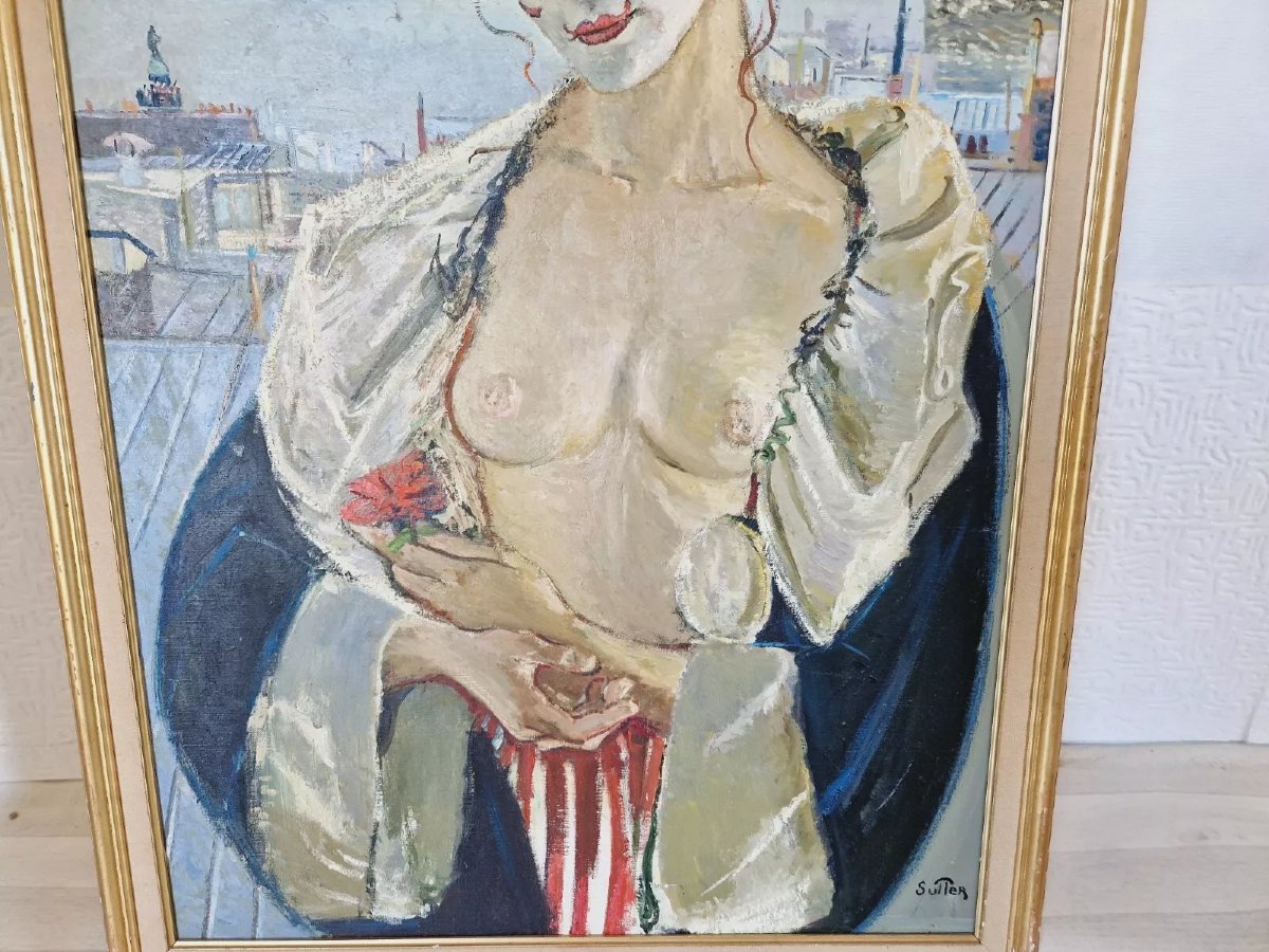 Mid-century French Nude Painting Madame Paris-photo-6