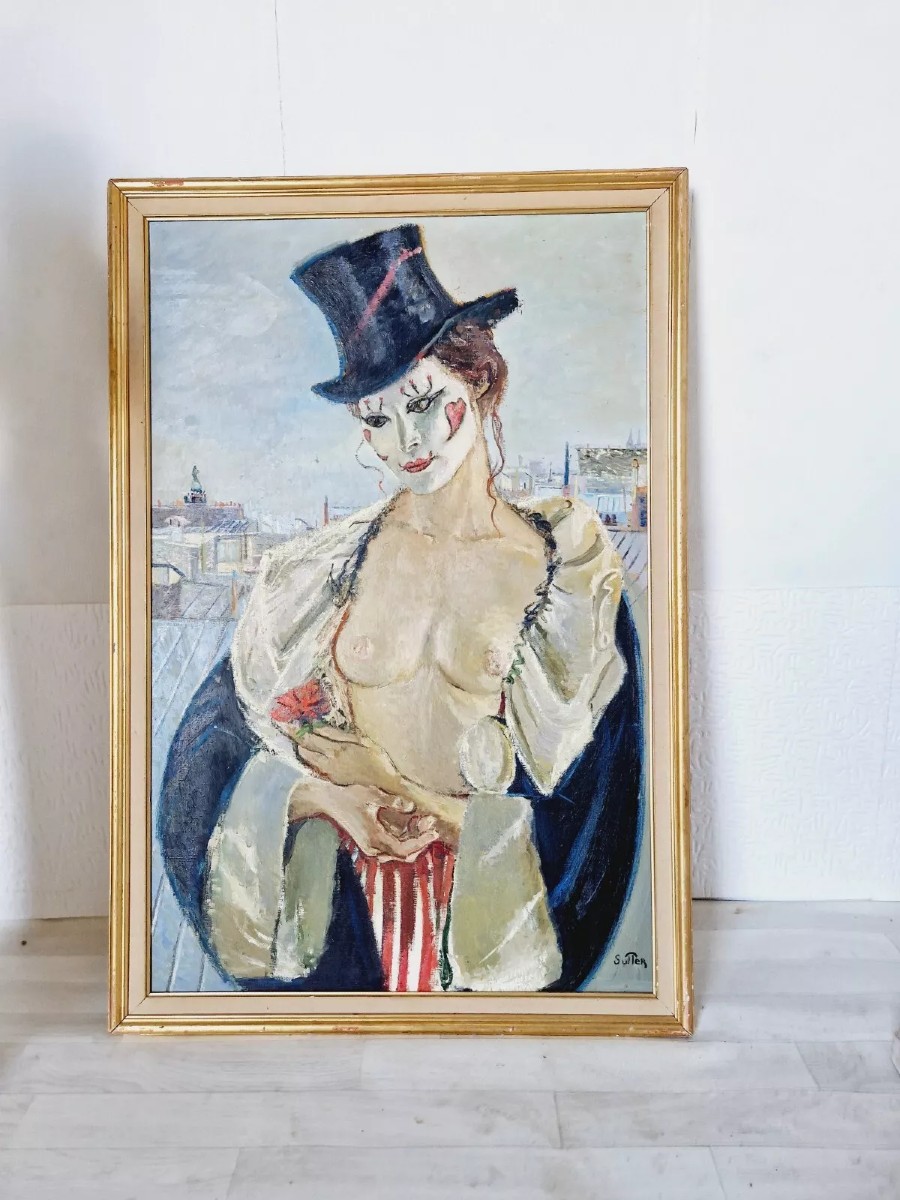 Mid-century French Nude Painting Madame Paris