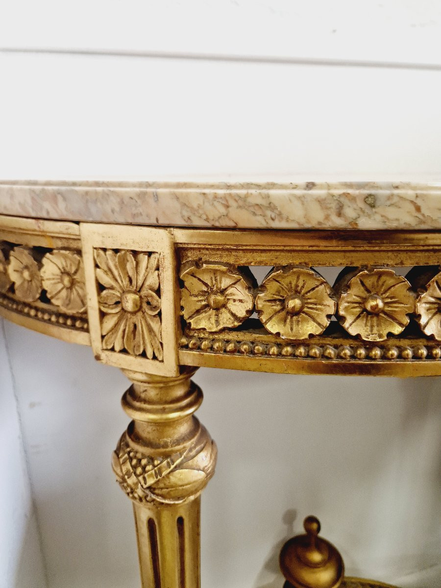 Antique French Louis XVI Style Console Table With Marble Top-photo-3