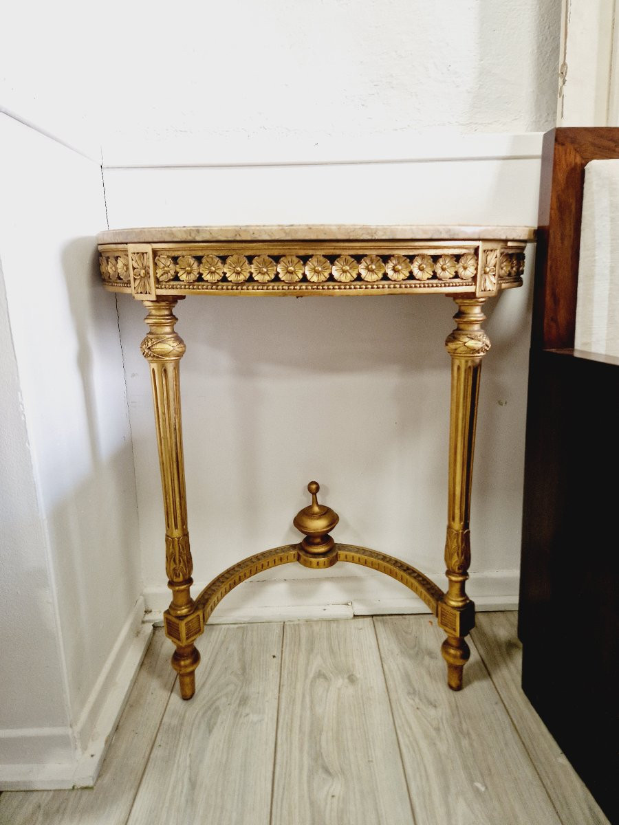 Antique French Louis XVI Style Console Table With Marble Top-photo-1