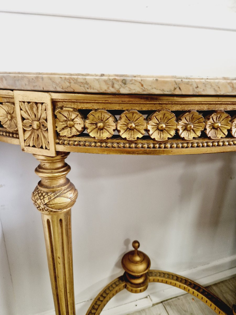 Antique French Louis XVI Style Console Table With Marble Top-photo-2