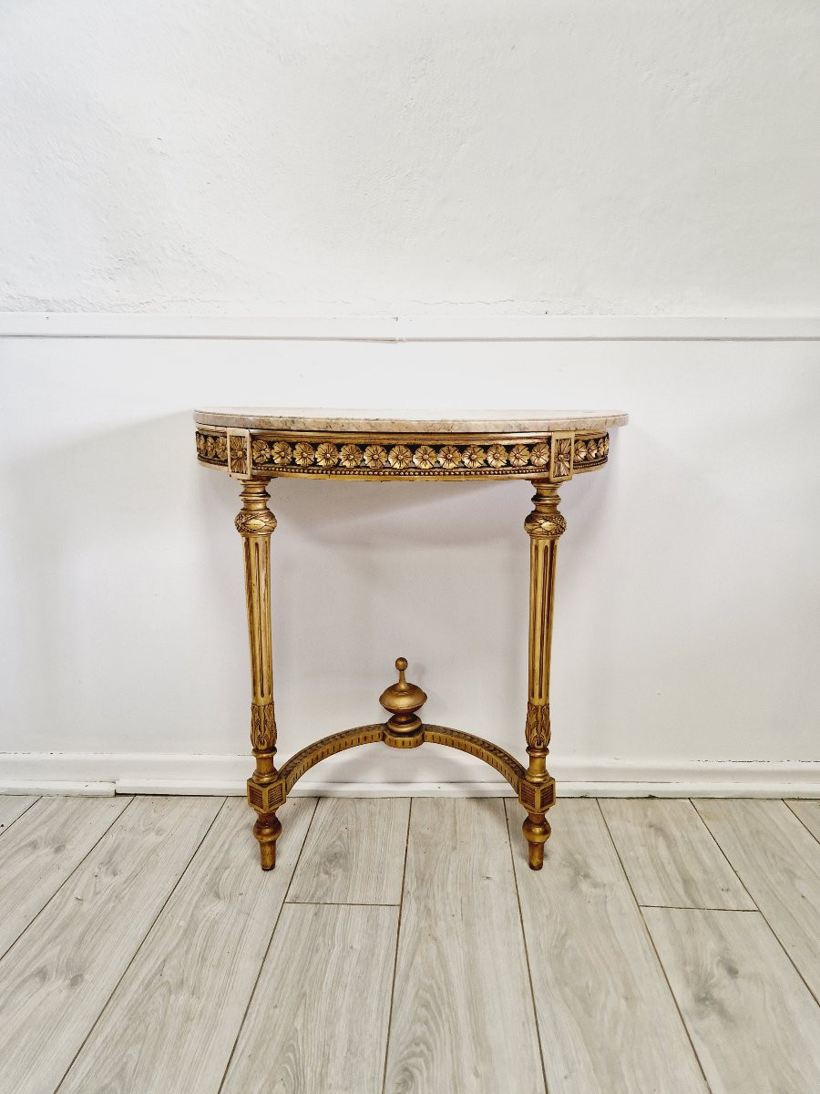 Antique French Louis XVI Style Console Table With Marble Top-photo-3