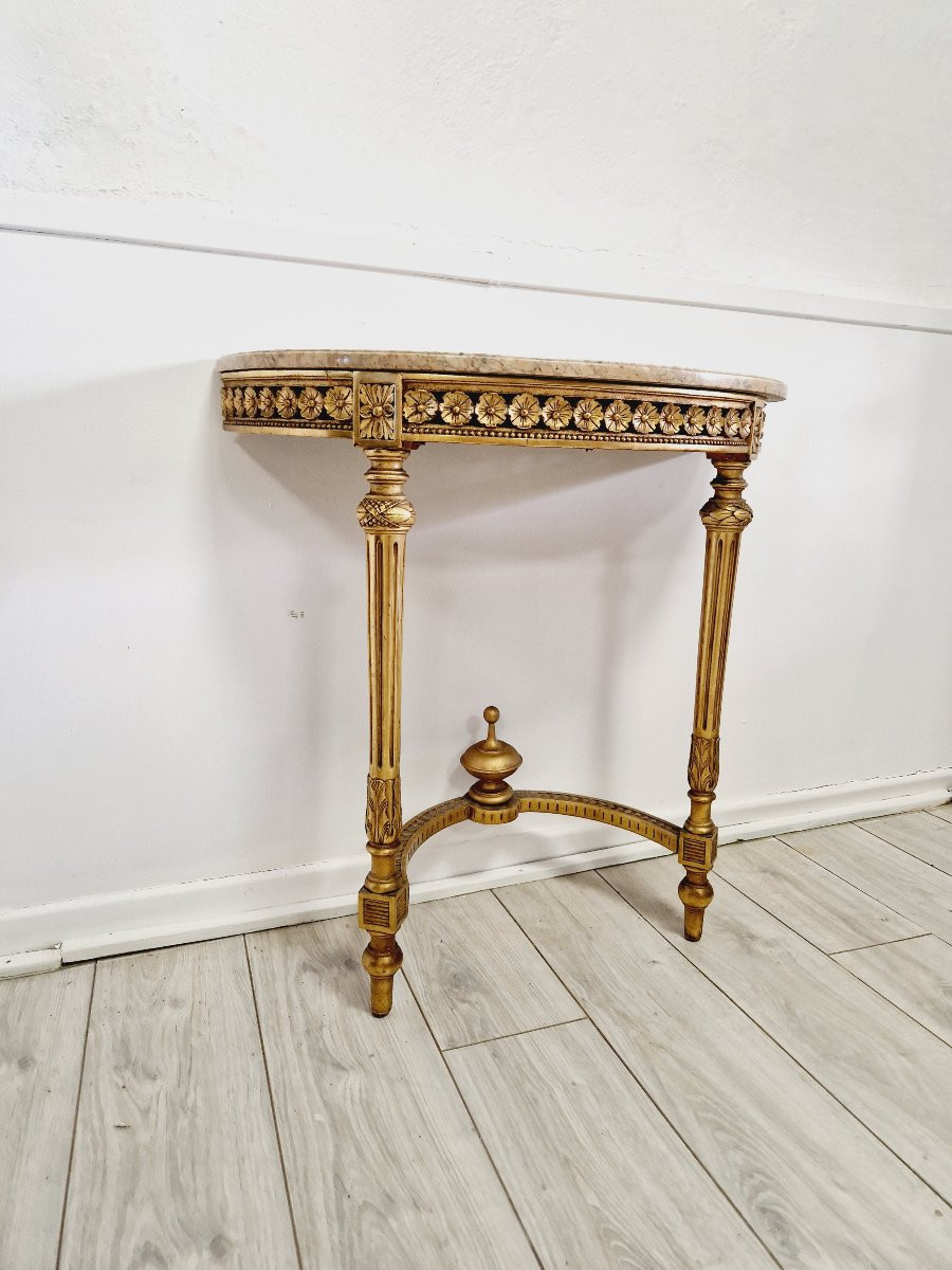 Antique French Louis XVI Style Console Table With Marble Top-photo-4