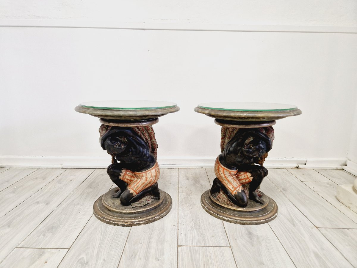 Pair Of Antique Venetian Gueridon Tables-photo-2