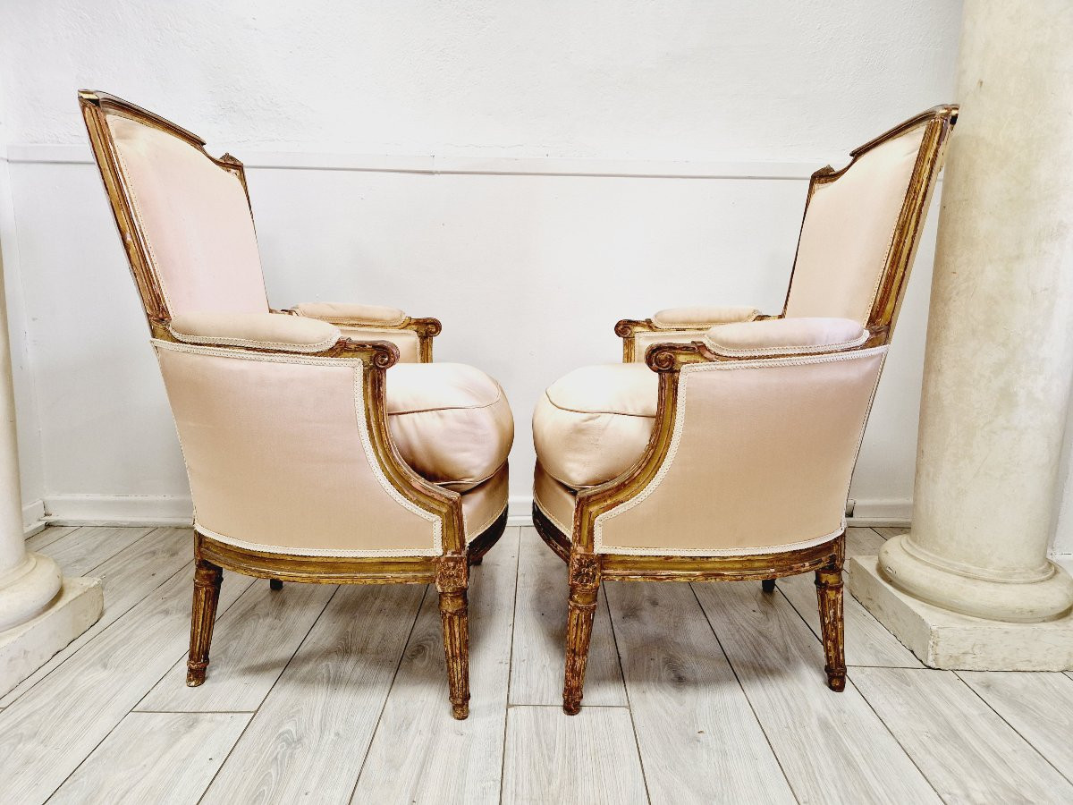 Pair Of Antique Louis XVI Bergère Armchairs-photo-2