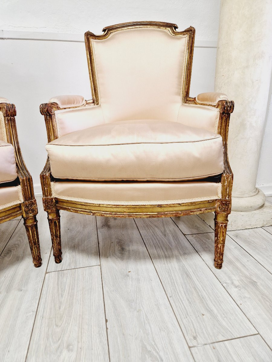 Pair Of Antique Louis XVI Bergère Armchairs-photo-3