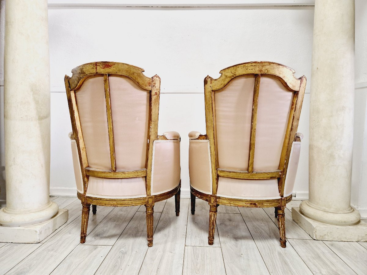 Pair Of Antique Louis XVI Bergère Armchairs-photo-2