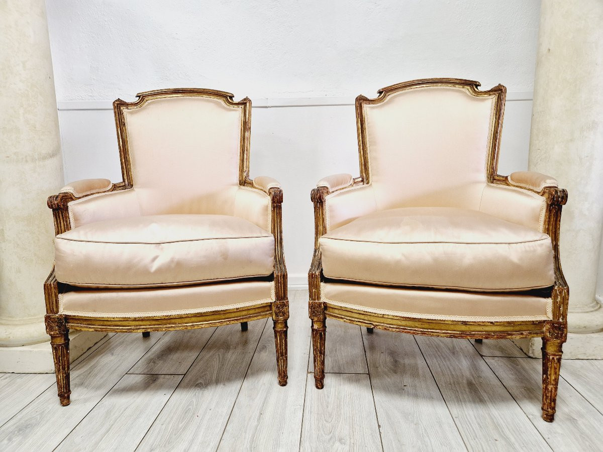 Pair Of Antique Louis XVI Bergère Armchairs-photo-6