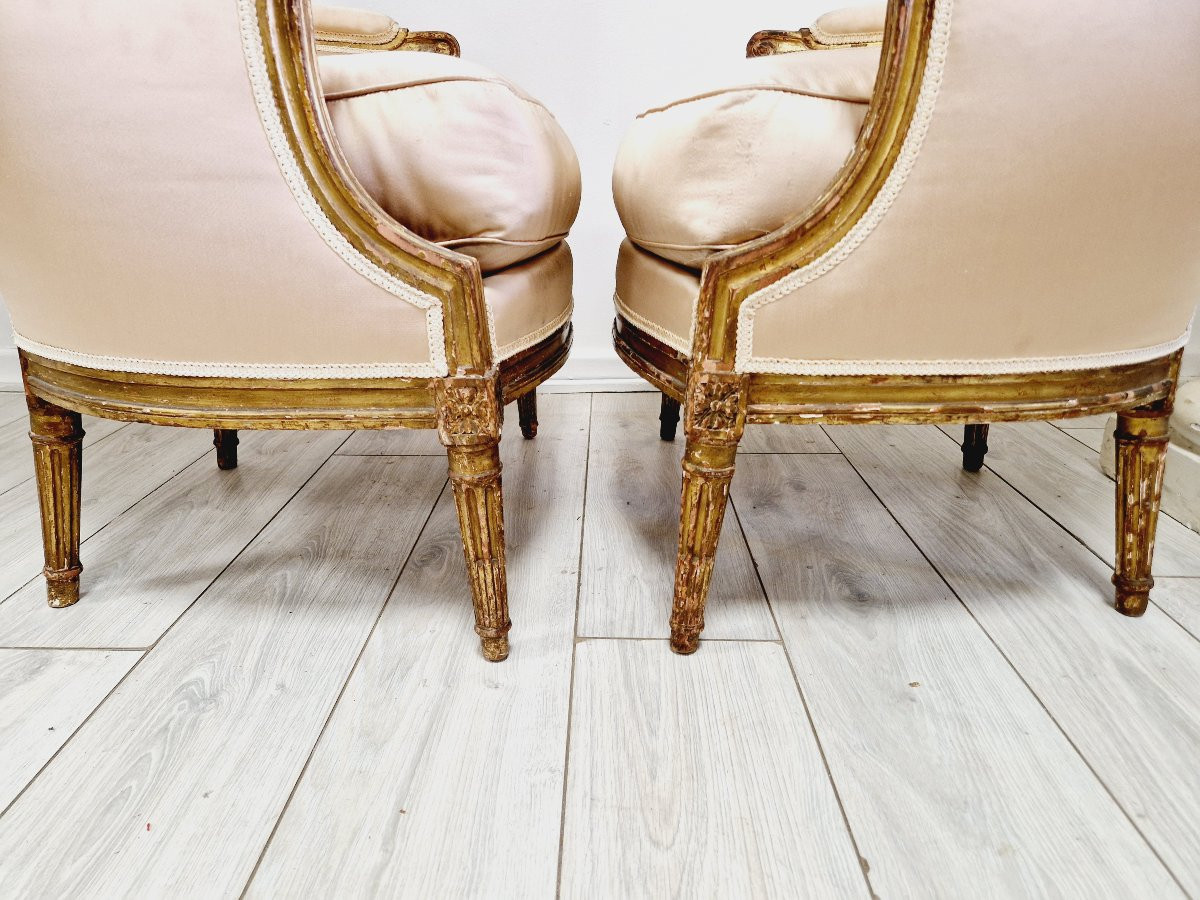 Pair Of Antique Louis XVI Bergère Armchairs-photo-8