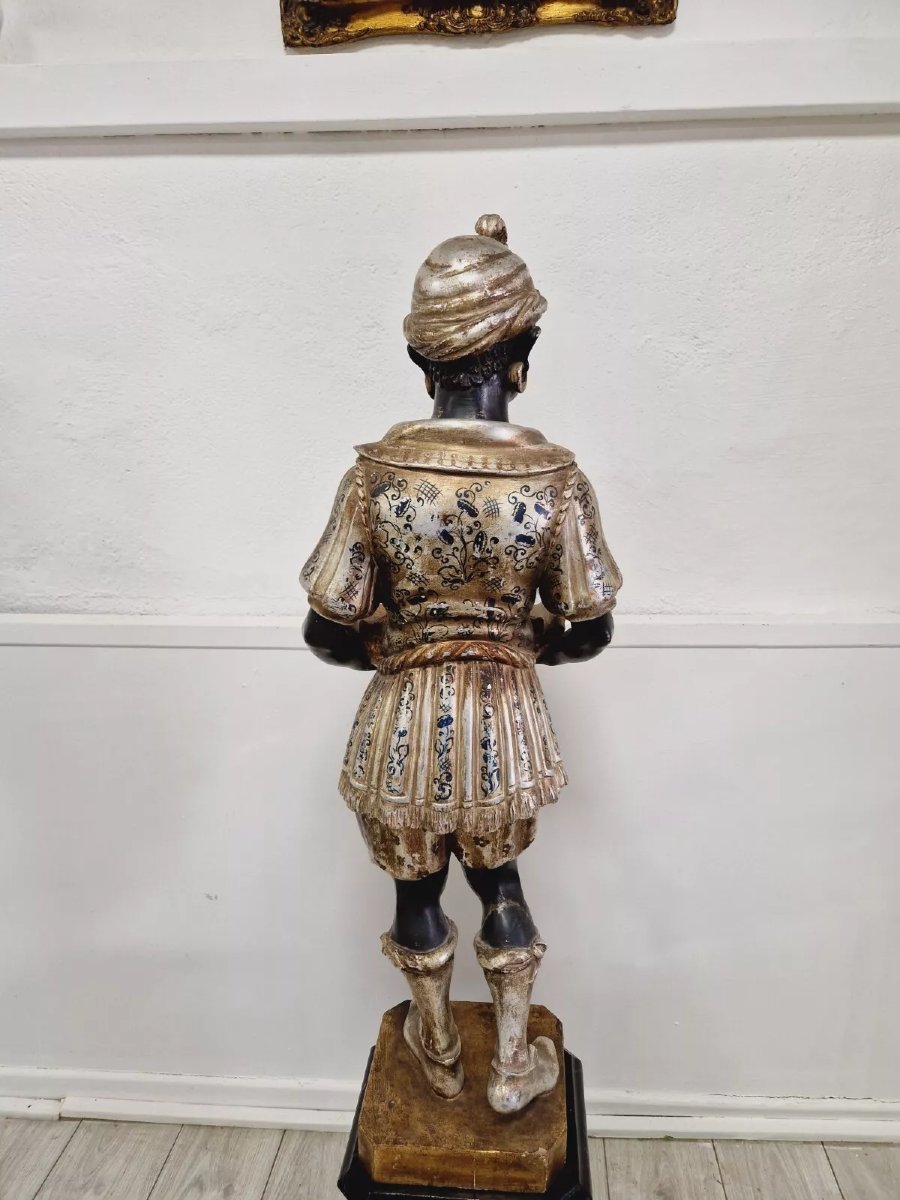 19th Century Venetian Statue In Polychromed Wood-photo-6