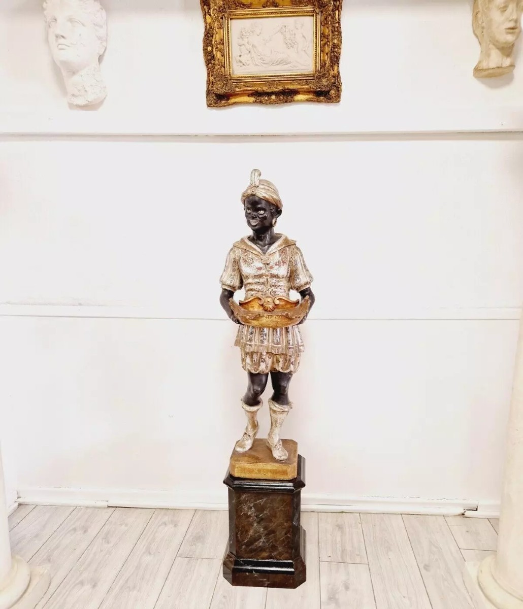 19th Century Venetian Statue In Polychromed Wood