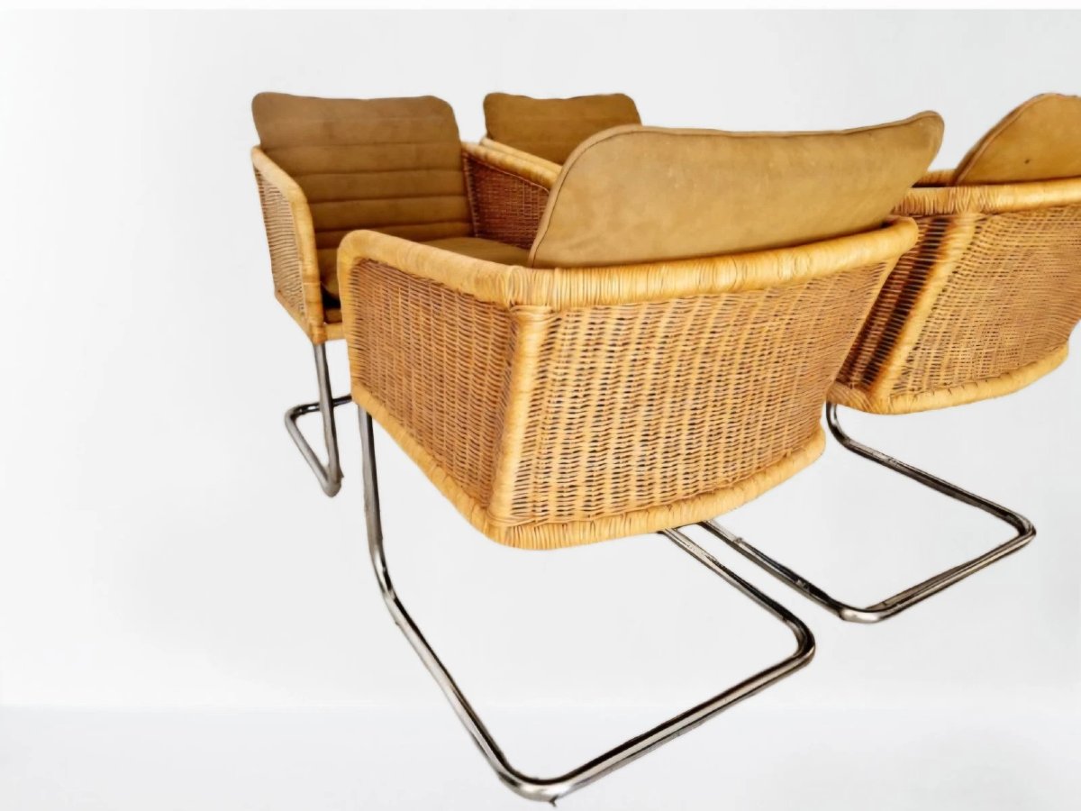 4 Chaises De Salle à Manger Shelby Williams à La Manière De Fabricius Et Kastholm-photo-4