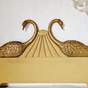 Vintage Art Deco Bed Swan Headboard