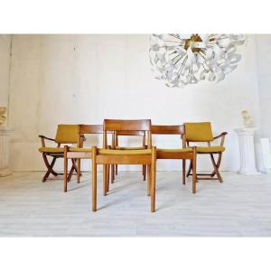 Set Of 6 Vintage 4 Grete Jalk Dining Chairs For Poul Jeppesen