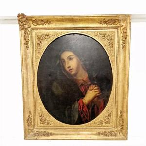 19th Century Oil Painting The Virgin Of Sorrows