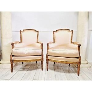 Pair Of Antique Louis XVI Bergère Armchairs