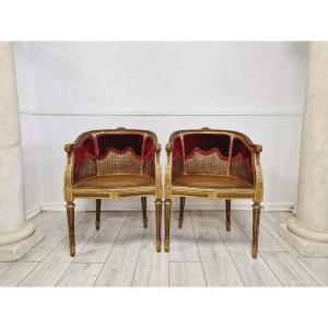 Pair Of Antique Louis XVI Bergère Armchairs