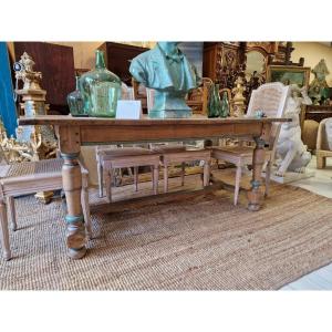 French Farmhouse Table In Pine Wood