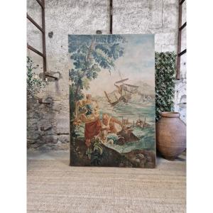  Huge French Mural Large Mural 19th Century