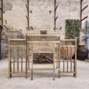  Antique Brass Bed Art Nouveau Period Bronze Details